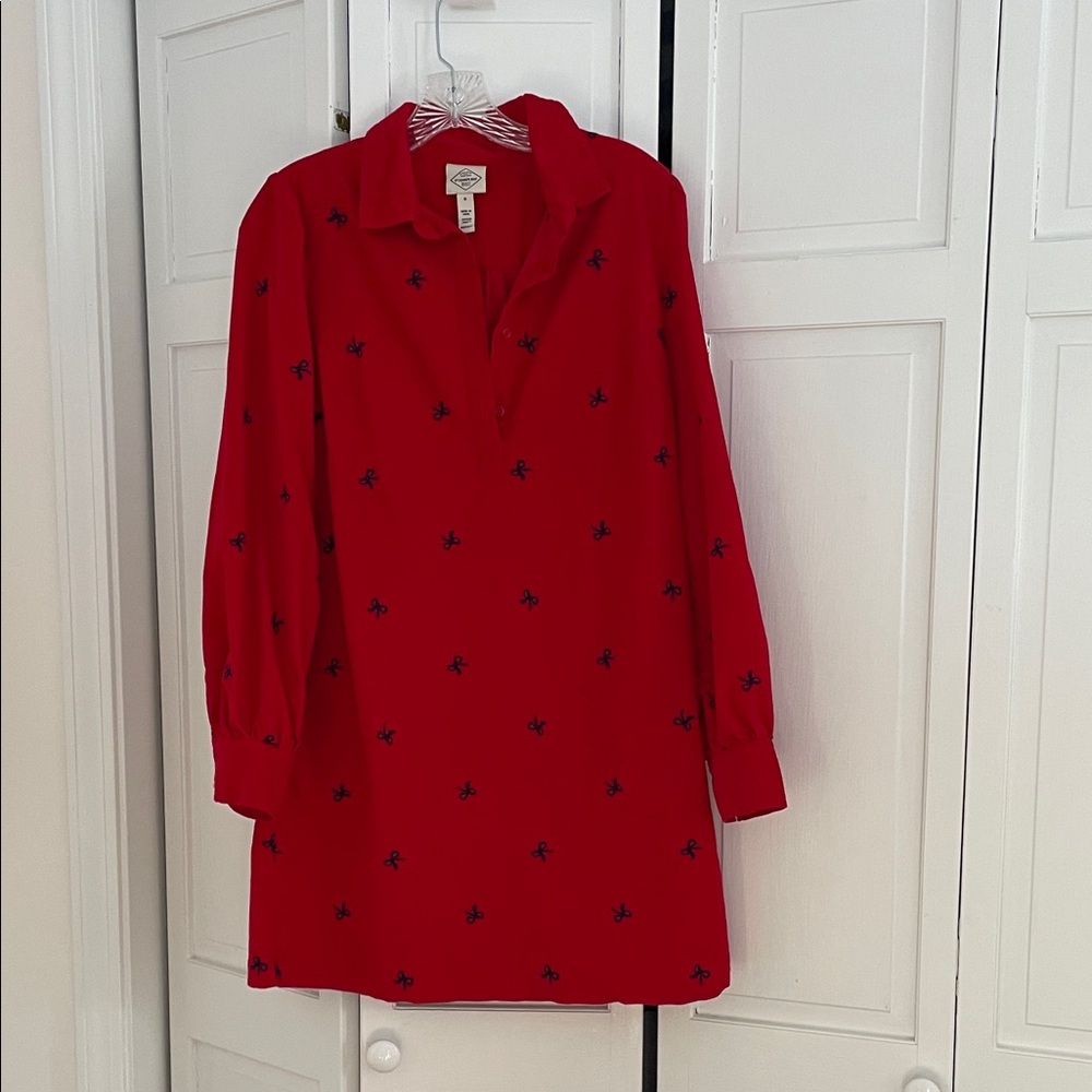 Women’s St. John's Bay Red Dress with Navy Bows